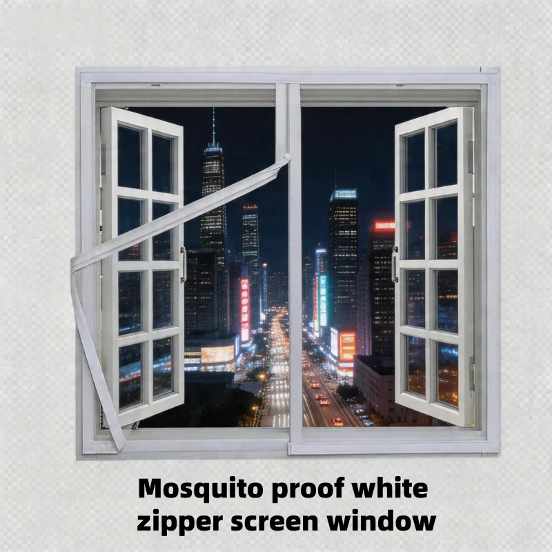 Mosquito Proof Screen Window for Home Use, Encrypted, Non Perforated, Self-Adhesive, Breathable, Invisible Screen Window Mesh
