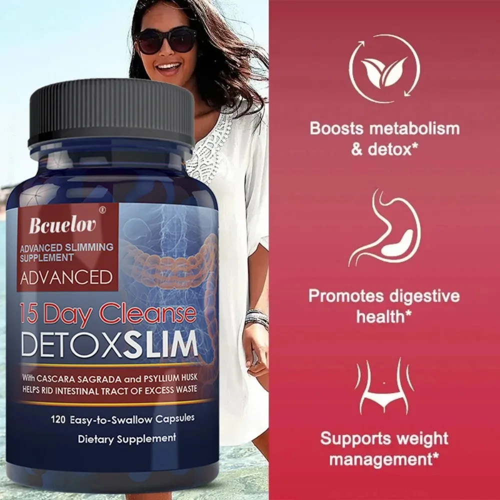 15-Day Gut and Colon Support Cleanse Detox Supplement Anti-Cellulite Belly Fat Burner for Digestion and Weight Management