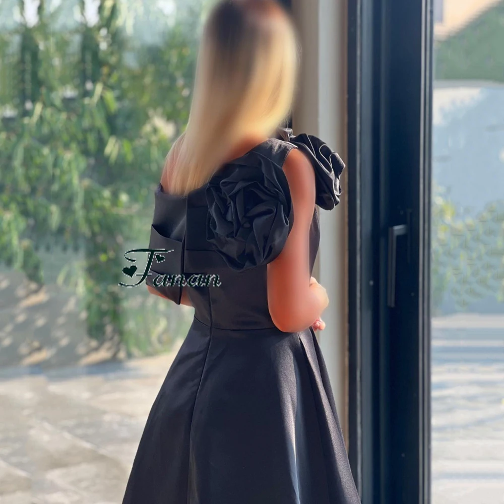 Yipeisha فساتين سهرة أنيقة بسيطة من الساتان الأسود بكتف واحد مع ثنيات على شكل حرف a طول الأرض فساتين حفلات رسمية