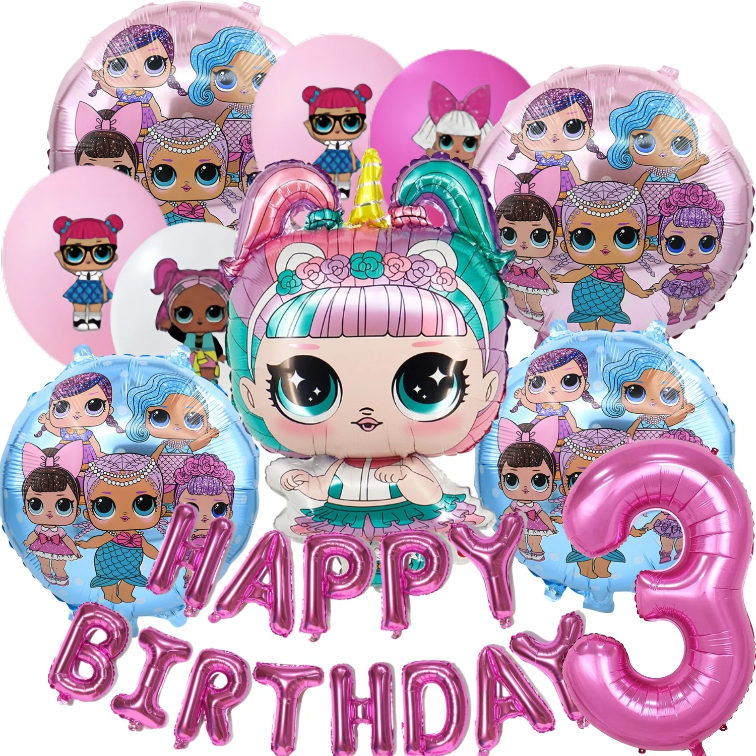LOL مفاجأة دمية حفلة عيد ميلاد موضوع زينة كعكة توبر بالون لافتة لوحات أكواب مفرش المائدة لإمدادات استحمام الطفل