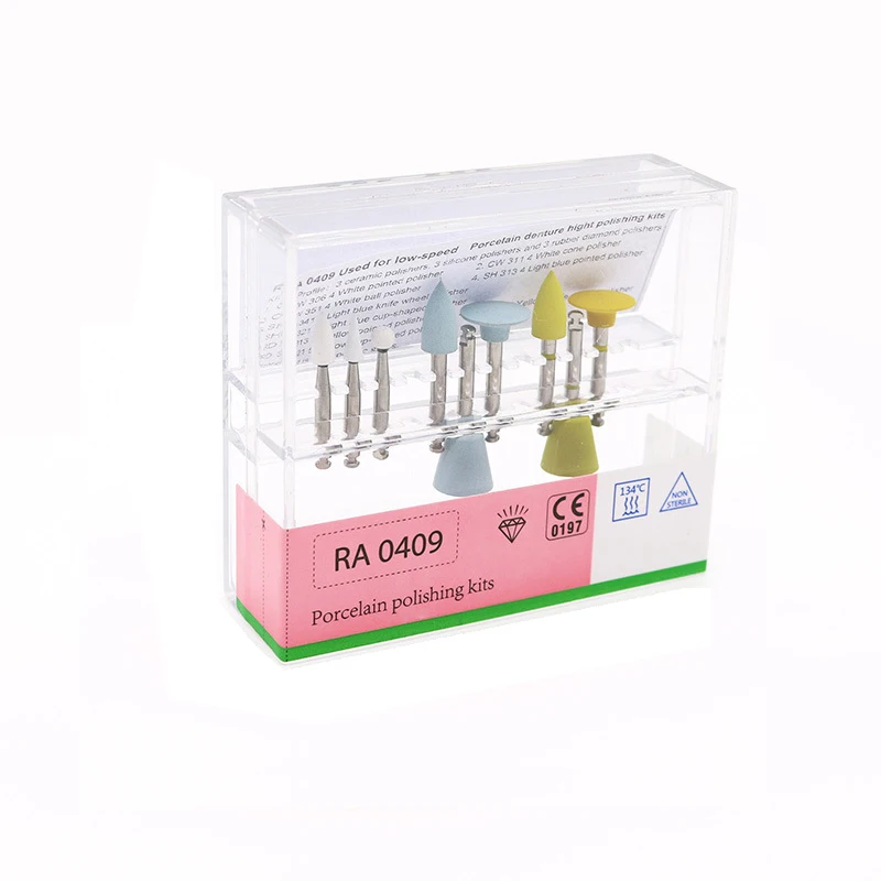 

RA0409 Dental Enamel and Porcelain Polishing Kit 9pcs/Box Dental Porcelain Polishing Kit for Enamel and Composite Restoration