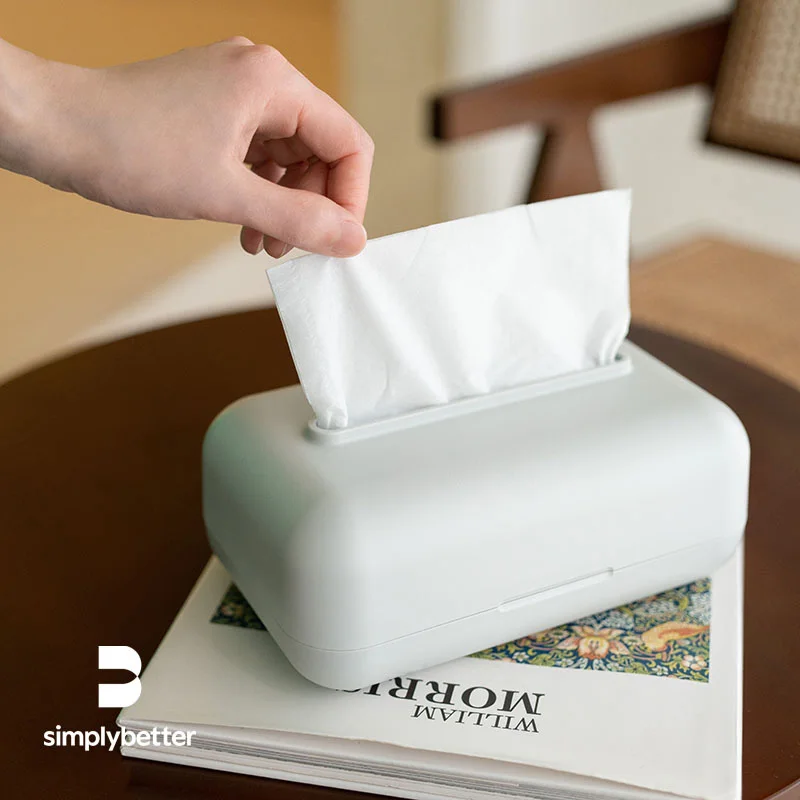 

Minimalist Wall-Mounted Rectangular Tissue Box, Bathroom & Kitchen Dispenser, Car Thin Spring Case, Mini ABS Desktop Storage Box