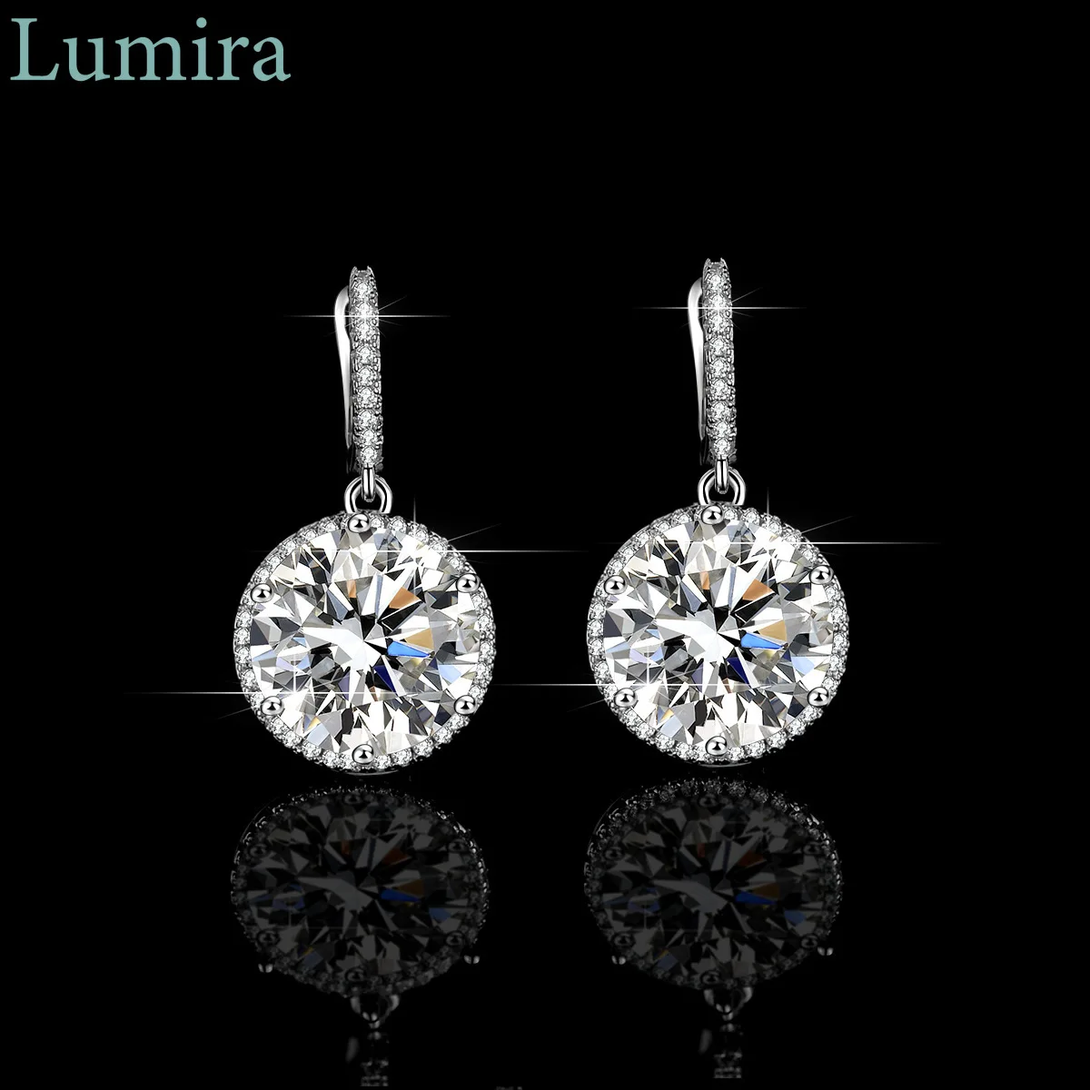 

Женские минималистичные свадебные серьги Lumia, круглые платиновые серьги-гвоздики с 5 каратами PT950, элегантные подарочные украшения для ушей с муассанитом