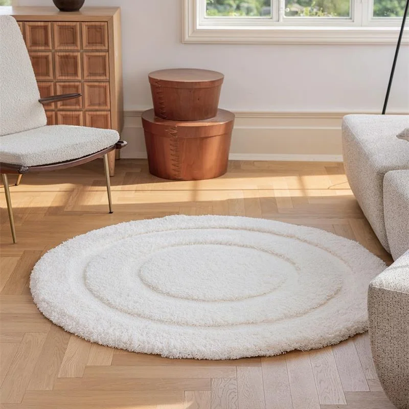 Solid Milk Silk Thick Round Carpet Kids Room Home Soft Coffee Table Rugs Living Room Nordic Design Dress Bedroom Rug Floor Mat