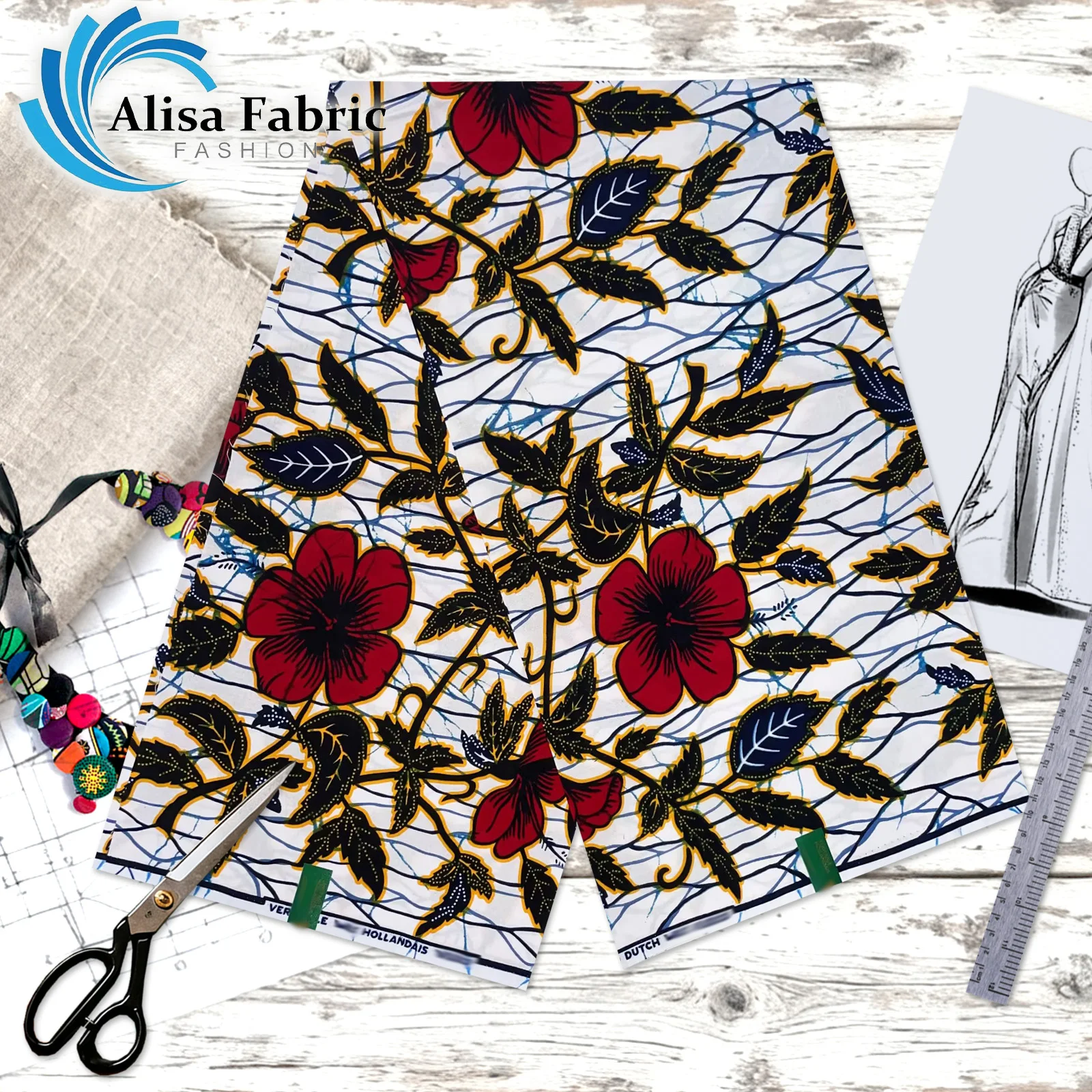 

Новые поступления, африканская ткань hollandais, воск, 6 ярдов, 100% хлопок, Анкара, 2026, кутюр, Голландский кутюр для мужчин и женщин