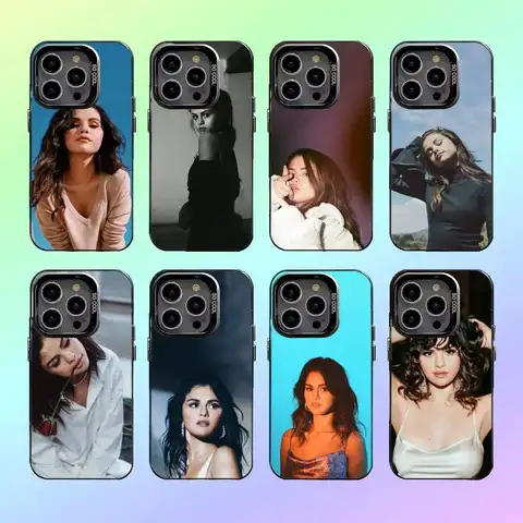 Selena Singer Gomez Capa de telefone para iPhone17,16,15,14,13,12,11 Capa interna banhada a prata colorida