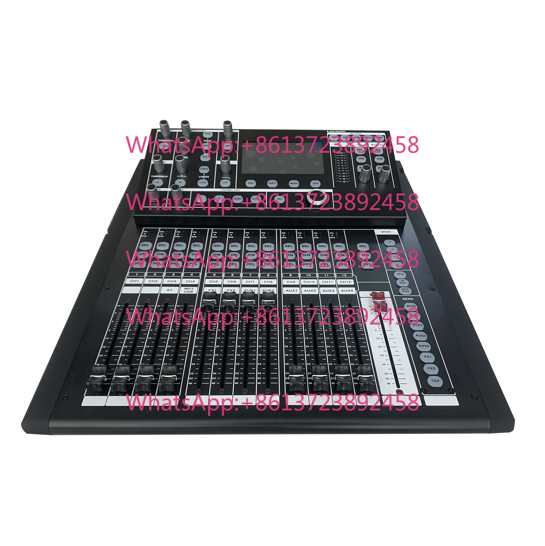 Professional 16-Channel Digital Audio Mixer Touch Screen USB DJ Sound System 5-Band Console Video Lighting Metal Plastic