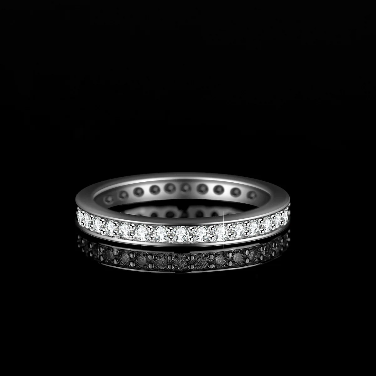 Hot Sell 18K Real Platinum PT950 Moissanite Ring Women's Geometric Full Circle Ring Wedding Jewelry