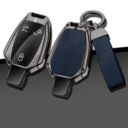 leather Car Metal Key Case Cover Shell for Mercedes Benz A B C E Class GLS GLA GLK GLC CLS CLA AMG W204 W205 W212 W463 W176