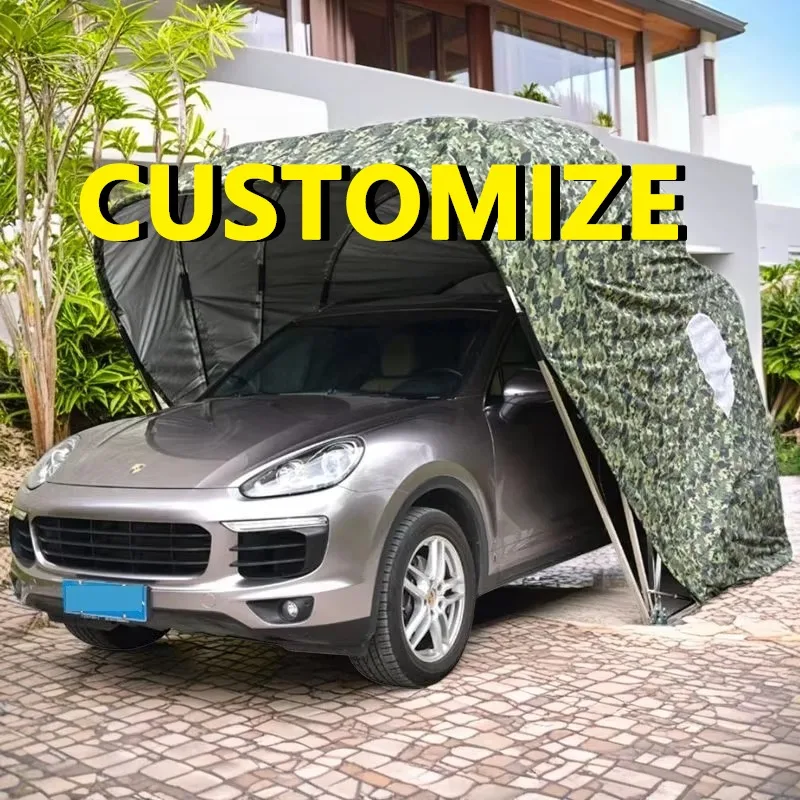 

Any Size Custom Solar Powered Automatic Folding Carport Waterproof Sunshade Mobile Garage Outdoor Parking Shelter Durable Oxford