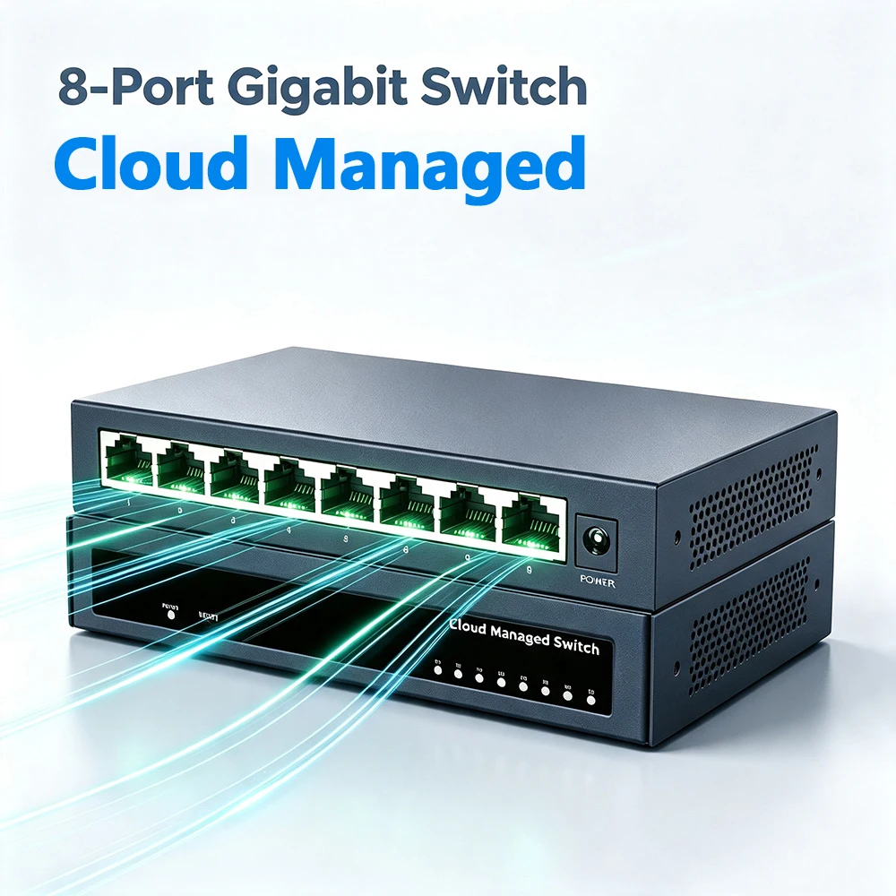 8/5 Port Gigabit Managed Switch 8 Ports 1000Mbps Cloud Management Network Switch LAN LACP Web Managed for NAS WiFi 6 AP Home Lab