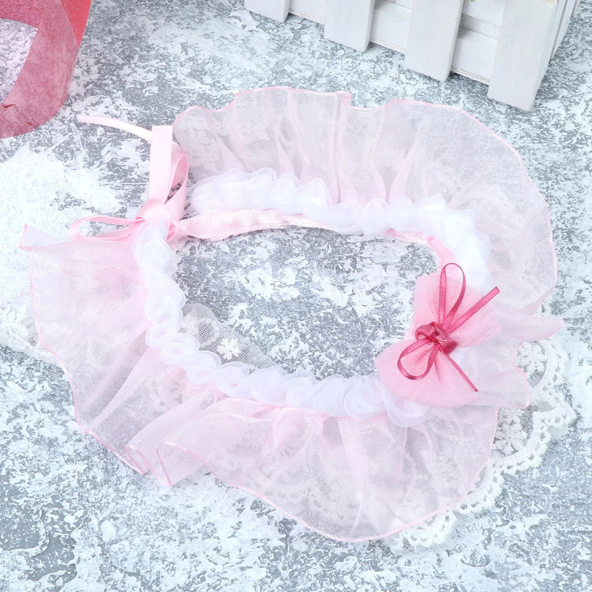 

Lace Pet Wedding Scarf Pink Puppy Bib Dog Collar Warm Adjustable Neck Comfortable Festival Wear Xs Size For Cat Dog Pet