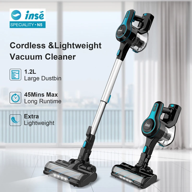 

Inse N5 Wireless Stick Vacuum Cleaner 20Kpa Handheld Household Vacuum 45mins Runtime of Continuous Cleaning for Home Bed Carpet