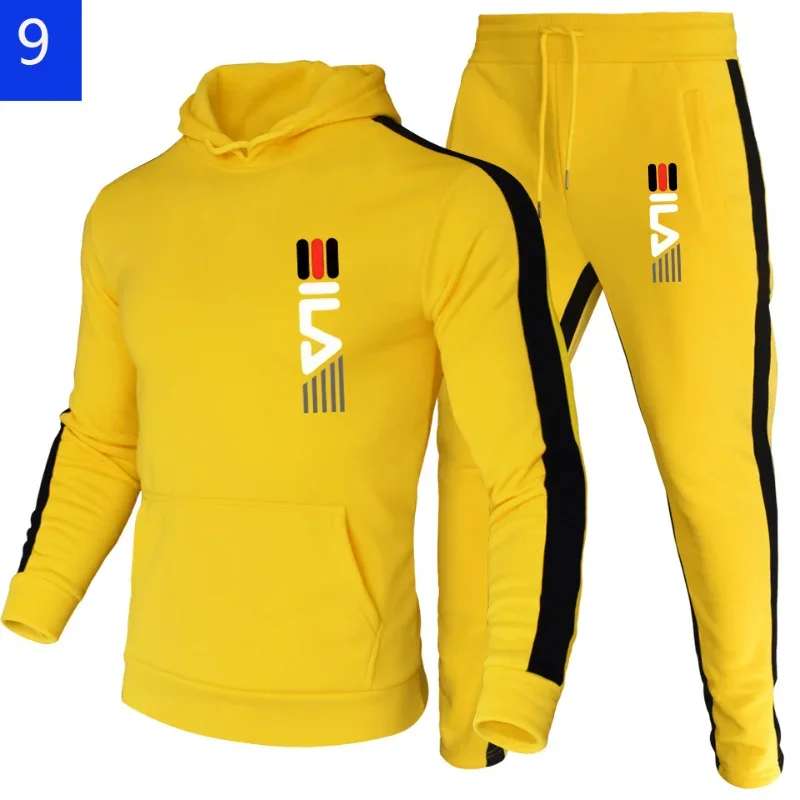 

2025 Men's Spring and Autumn Casual Hooded Sweatshirt and Sweatpants 2-Piece Stylish Fitness Jogging Suit