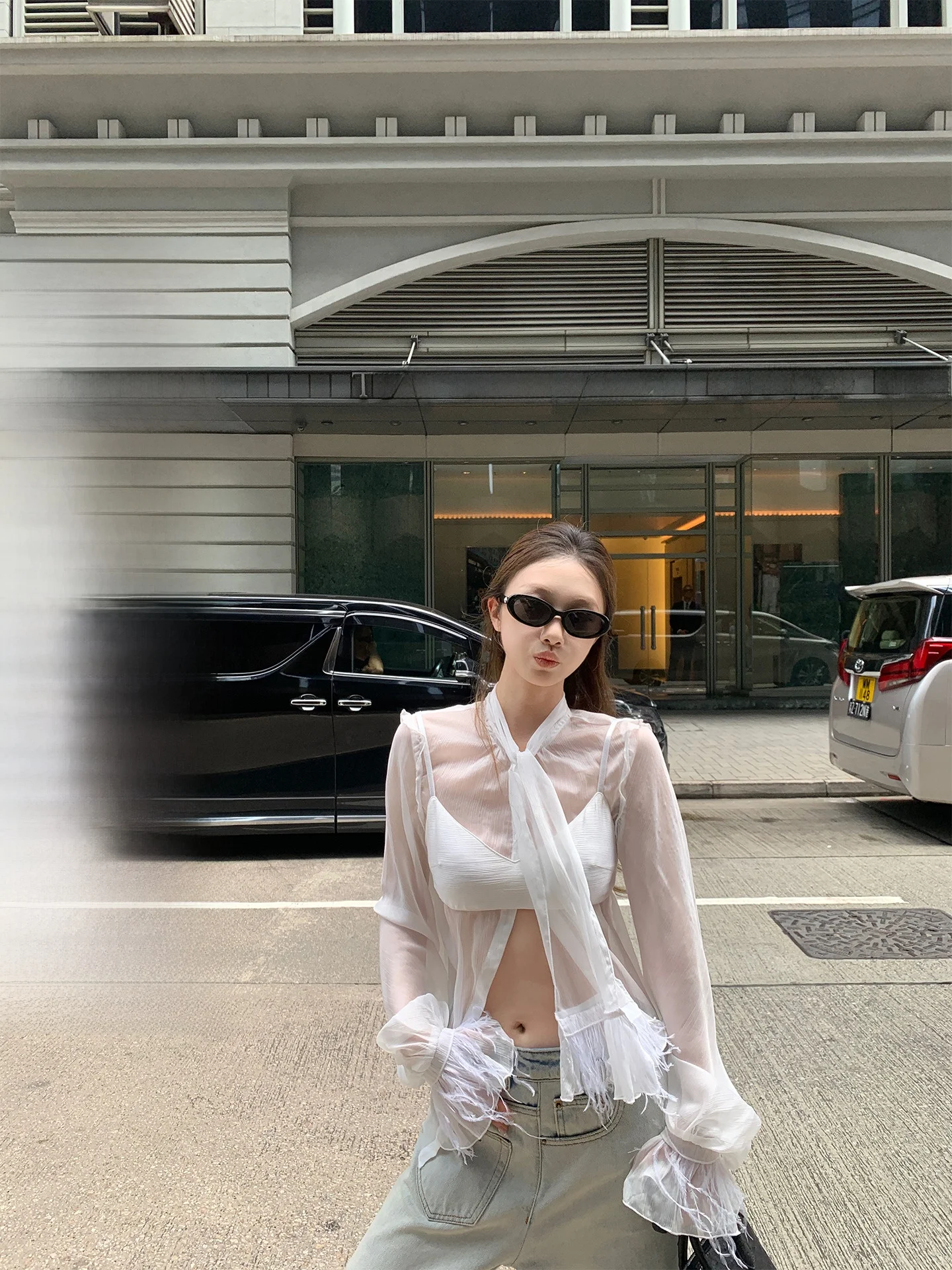 

Jennie High-End Chest Wrap irt Women's Long Sve Bird Feather Sve irt Loose Fit Polyester Fiber Summer Thin Sle