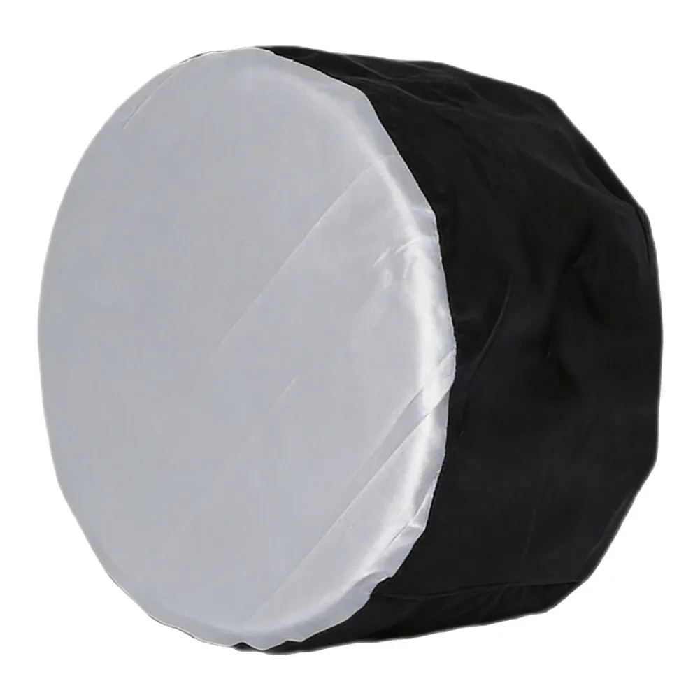 Outdoor Spare Tire Cover Made of 210D Oxford Fabric with Reflective Inner Layer 65x37cm and 80x47cm Sizes Black Silver