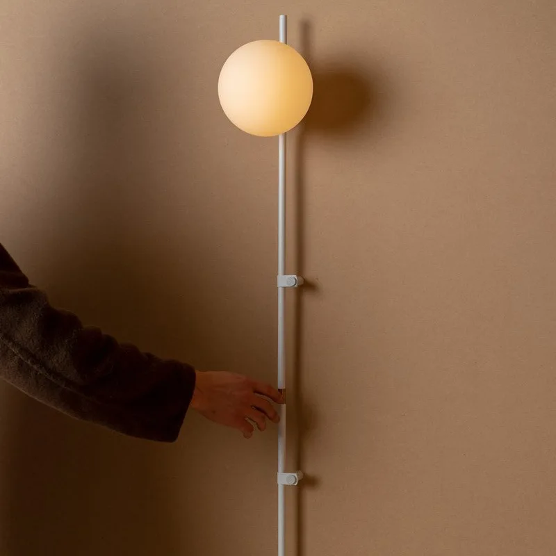 Italy Long Pole Metal LED Wall Lamp Minimalist White Glass Ball Wall Light Bedroom Stair Living Room Aisle Modern Design Sconces