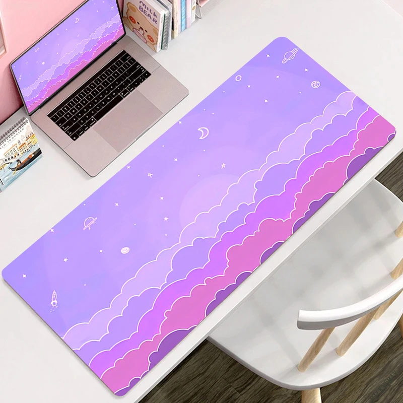 Pink Clouds HD Anime Landscape Mouse Pad Cartoon tappetini per tastiera antiscivolo XXL Kawaii MousePads Large Laptop Office Soft Table Mat