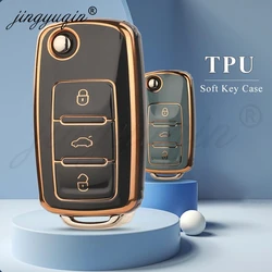 jingyuqin TPU Car Flip Key Case Cover For Volkswagen VW Polo Golf Passat Tiguan Beetle Caddy Eos Skoda Octavia Seat Leon Altea