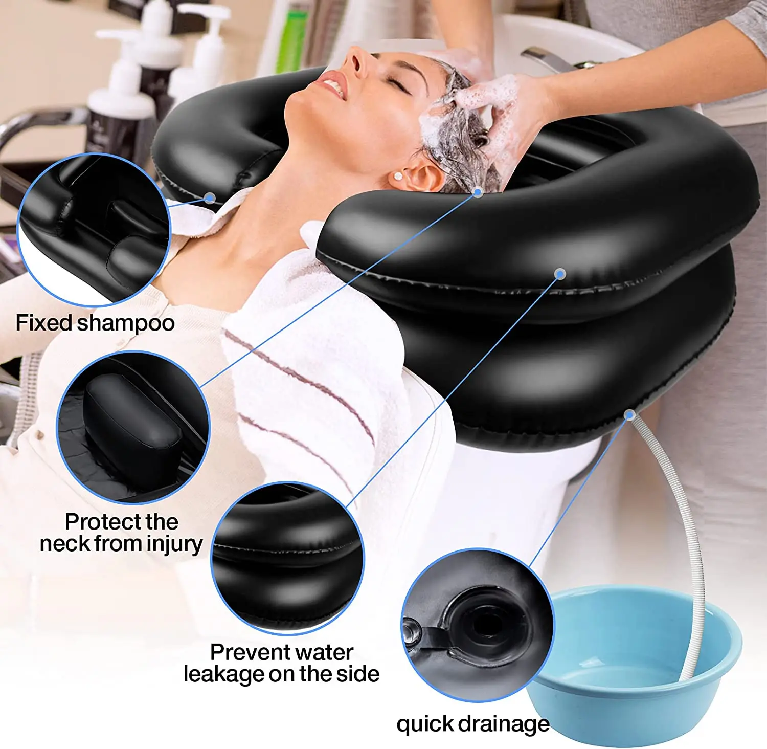 Inflatable Shampoo Basin - Portable Shampoo Bowl, Hair Washing Basin for Bedridden, Disabled,Injured, Hair Wash Tubat Home Sink