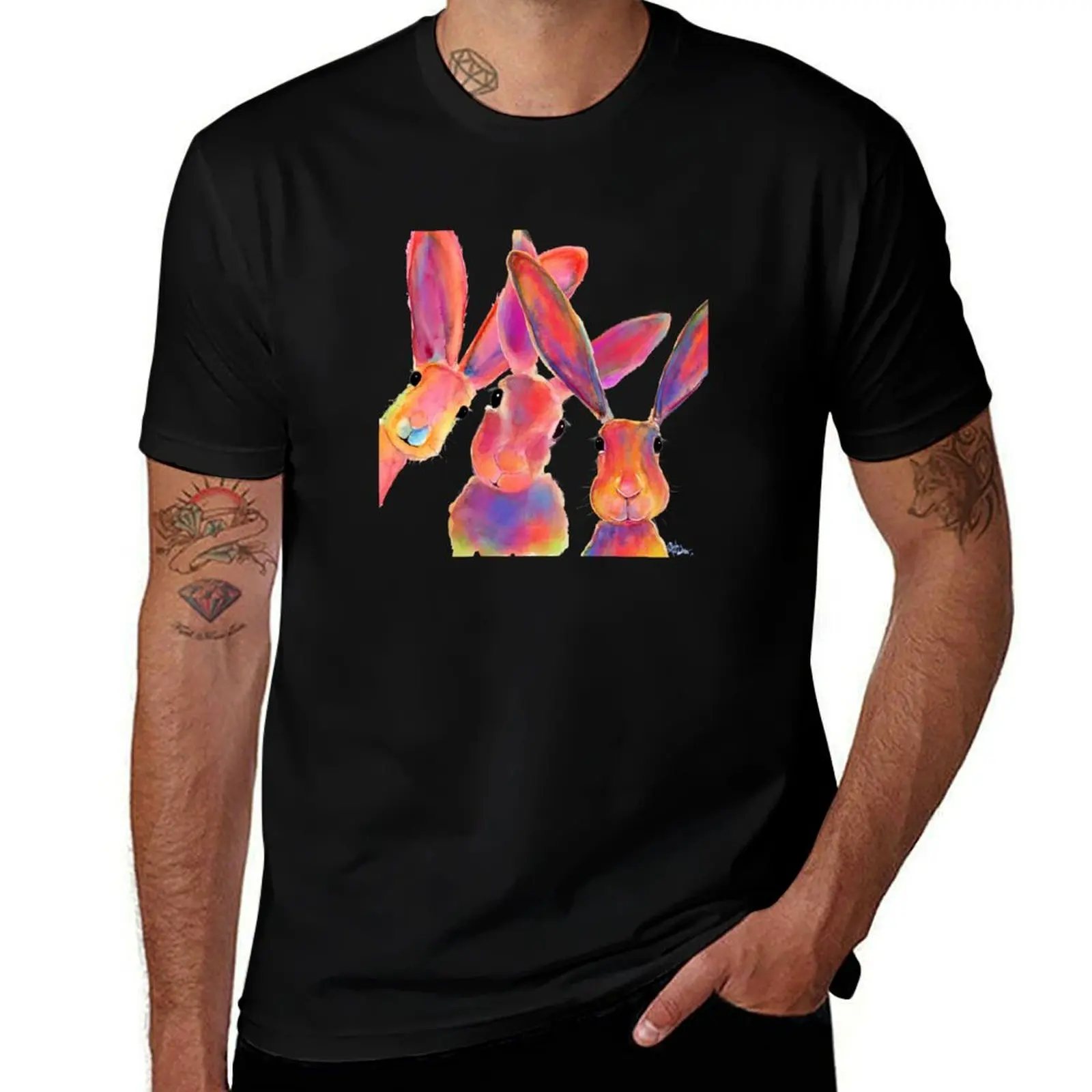 HARE RaBBiT PRiNTS 'LeMoN, JiM and JaM' BY SHIRLEY MACARTHUR T-Shirt Water Resistant Casual T-Shirt
