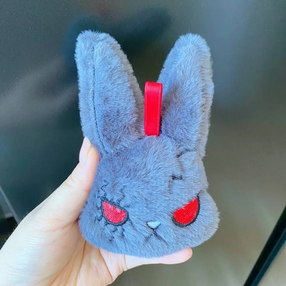 Spooky Toy Fluffy Gothic Rabbit Soft Handmade-look Halloween Plushie Solid Color Compact Stitched Bunny Cosplayers