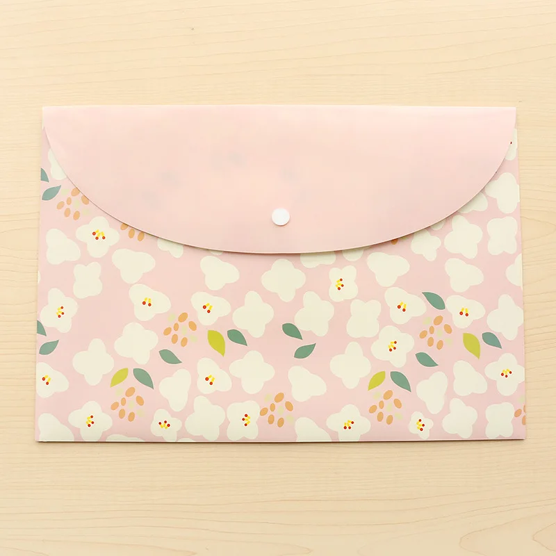 Fashionable and Cute Folder Cartoon Horizontal File Bag A4 Snap Document Bag File Bag PP Waterproof Storage Bag