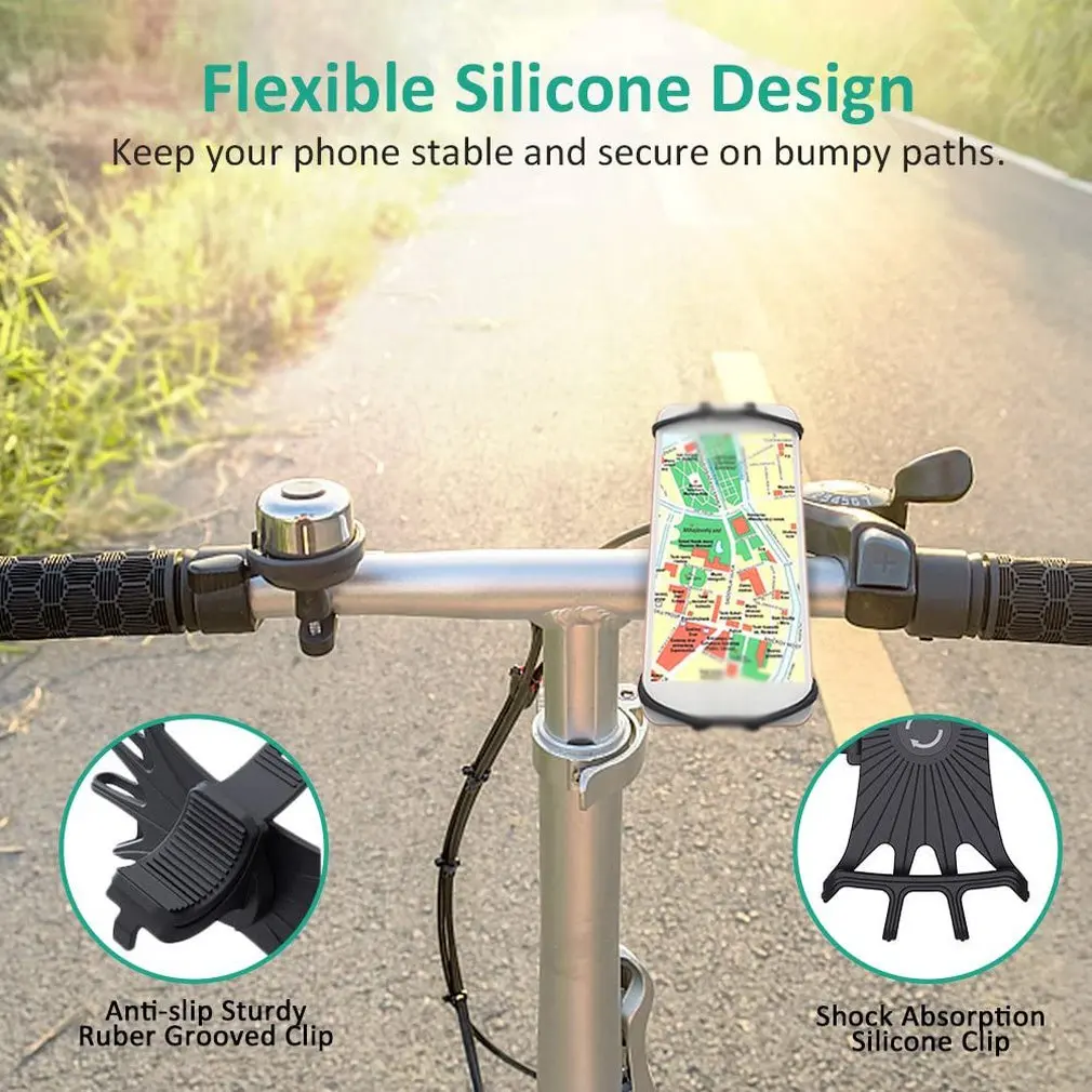 For 4.0 Inch-6.0 Inch Phone Bicycle Mobile Phone Holder Rotating Silicone Bicycle Holder Motorcycle Handlebar Holder