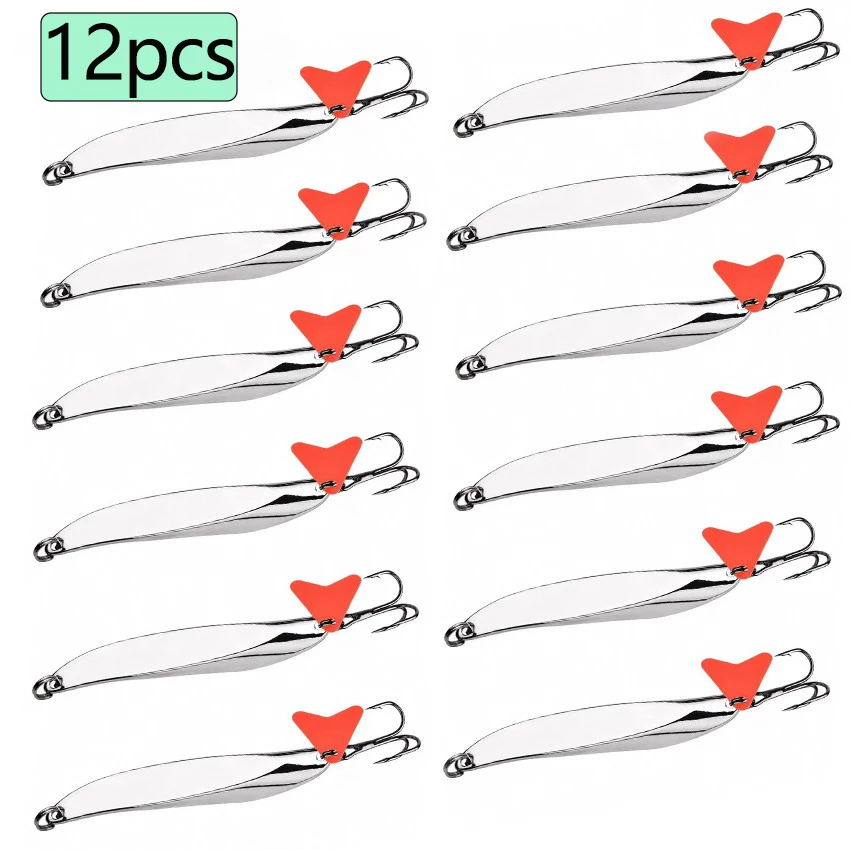 

12pcs 5g-60g Metal Spinner Spoon Lures Trout Fishing Lure Hard Bait Sequins Paillette Artificial Baits Spinnerbait Fish Tools