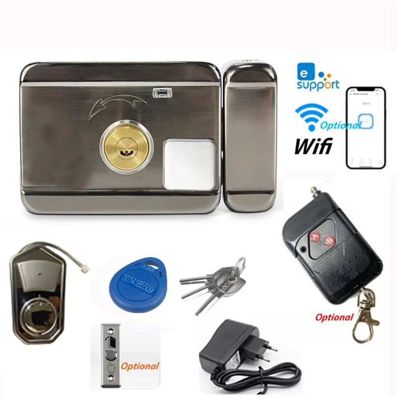 

Smart Wifi Door Lock 12V Electric Gate Opener Ewelink App Unlock Optional Wireless Remote Control Exit Switch