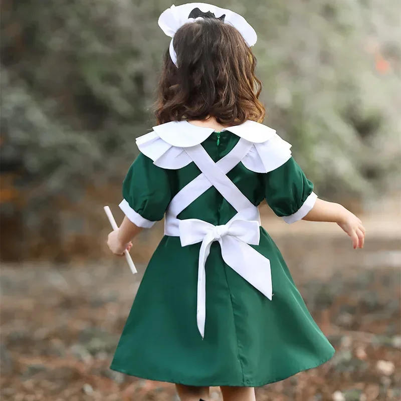 Girls Amine Lolita Maid Dress Costumes Cosplay Children Bat Maid Dress For Halloween Costume