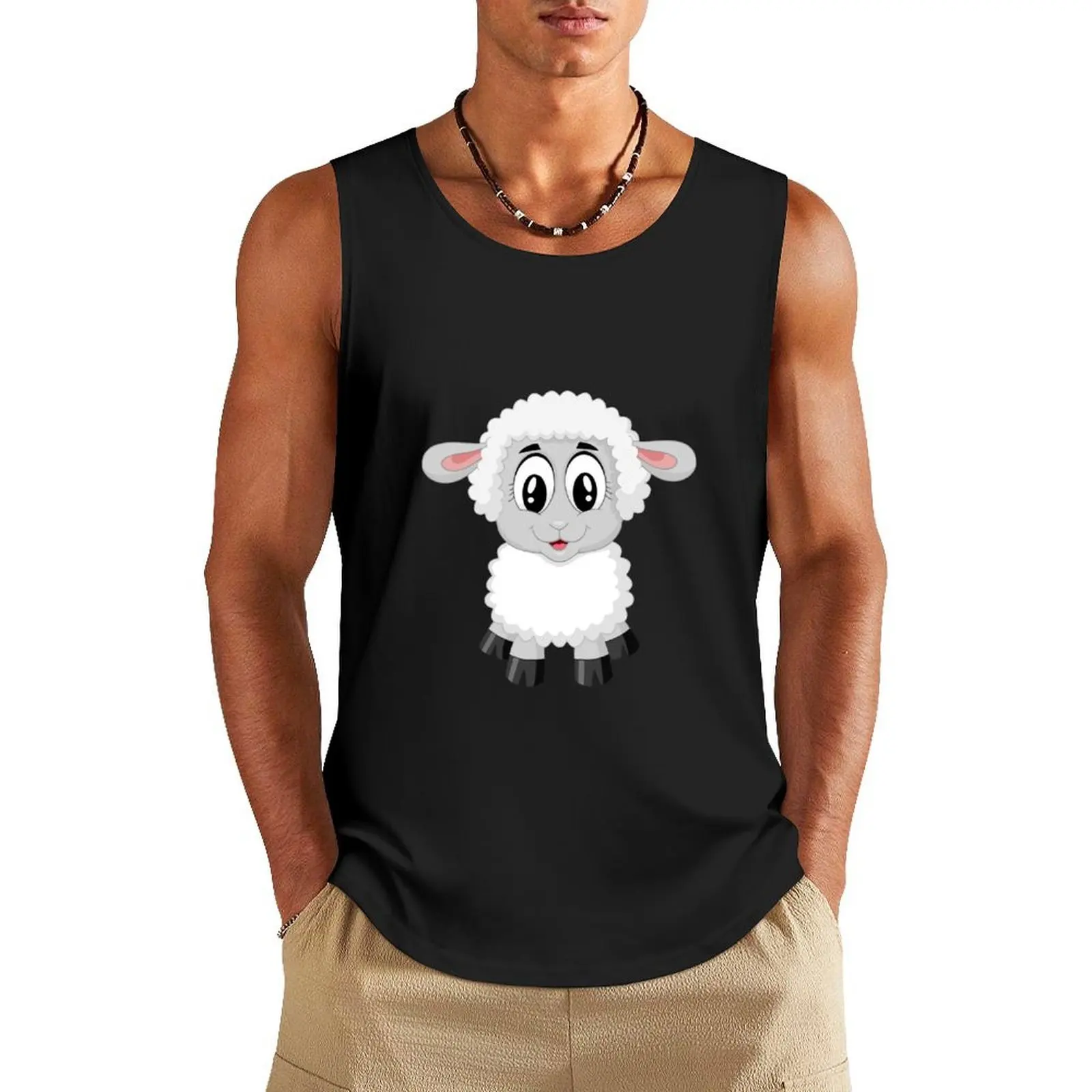 

Cute Cartoon Lamb Tank Top clothes for men summer muscular man anime t-shirts