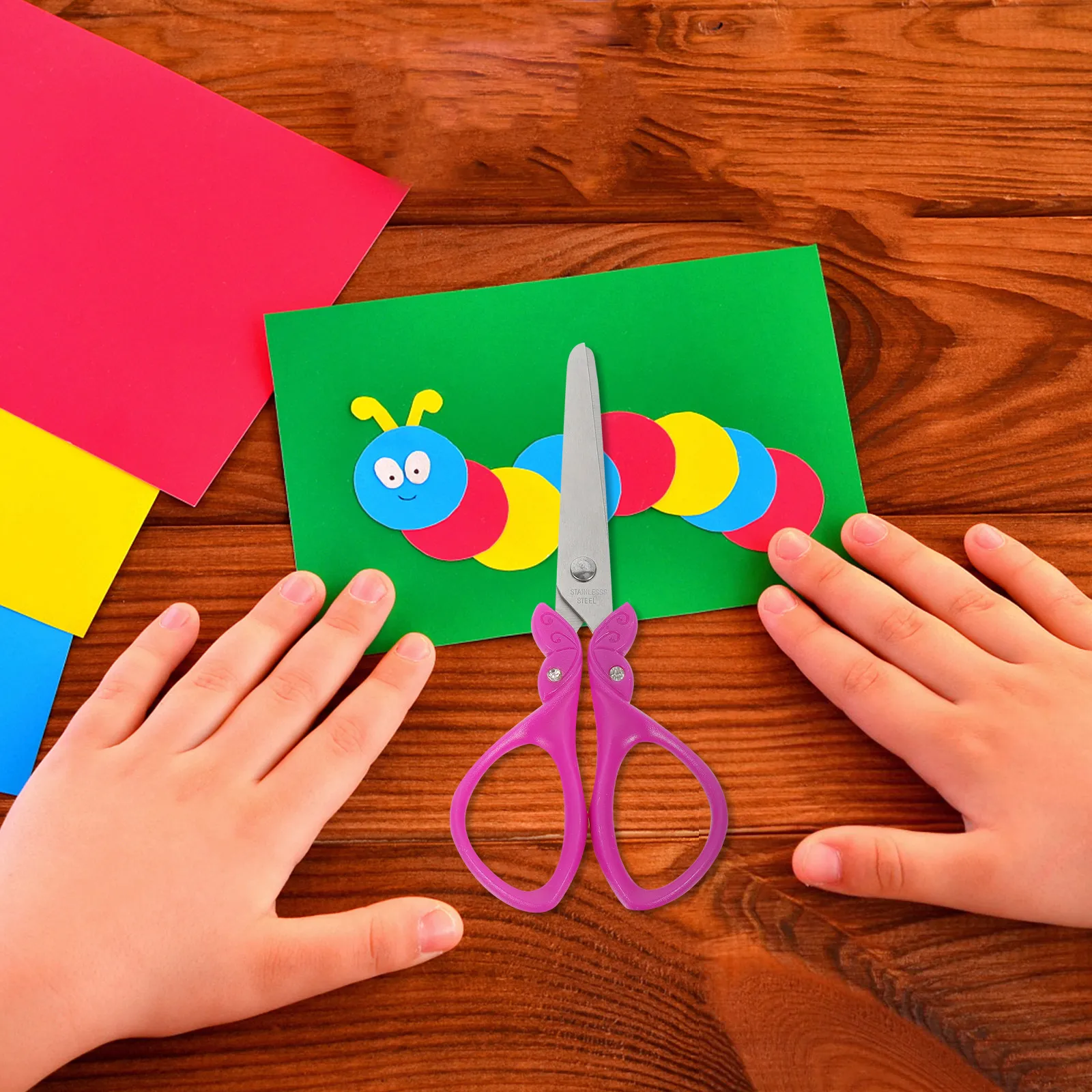 

Cute Round Head Scissors for Safety Craft Scissors Lightweight Portable Design for School Projects DIY Art