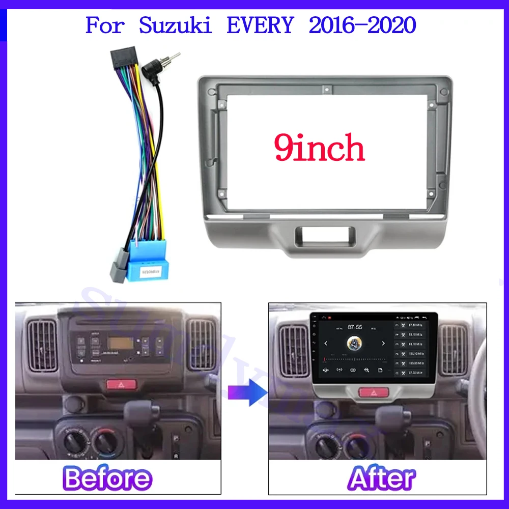 2din 9inch Car Radio Frame Fascias for​ SUZUKI EVERY MAZDA Scrum Wagon Navigation Panel Android Screen Dask Kit Fascia Frame