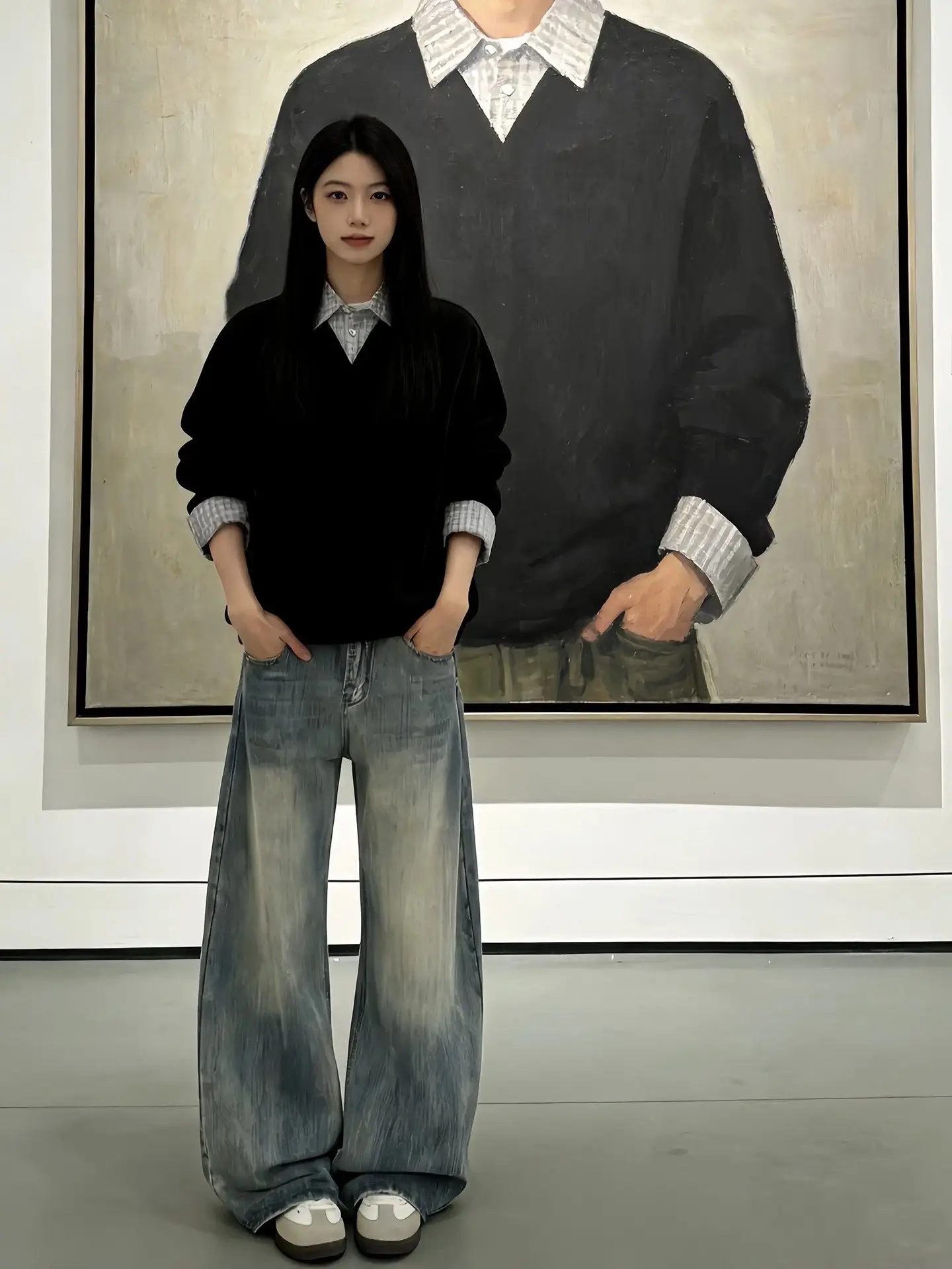 

Korean Style Shirt Collar Sweatshirt Men's Spring Inner Wear Shoulder-Length Long Sleeve T-Shirt Heavyweight Casual Jacket