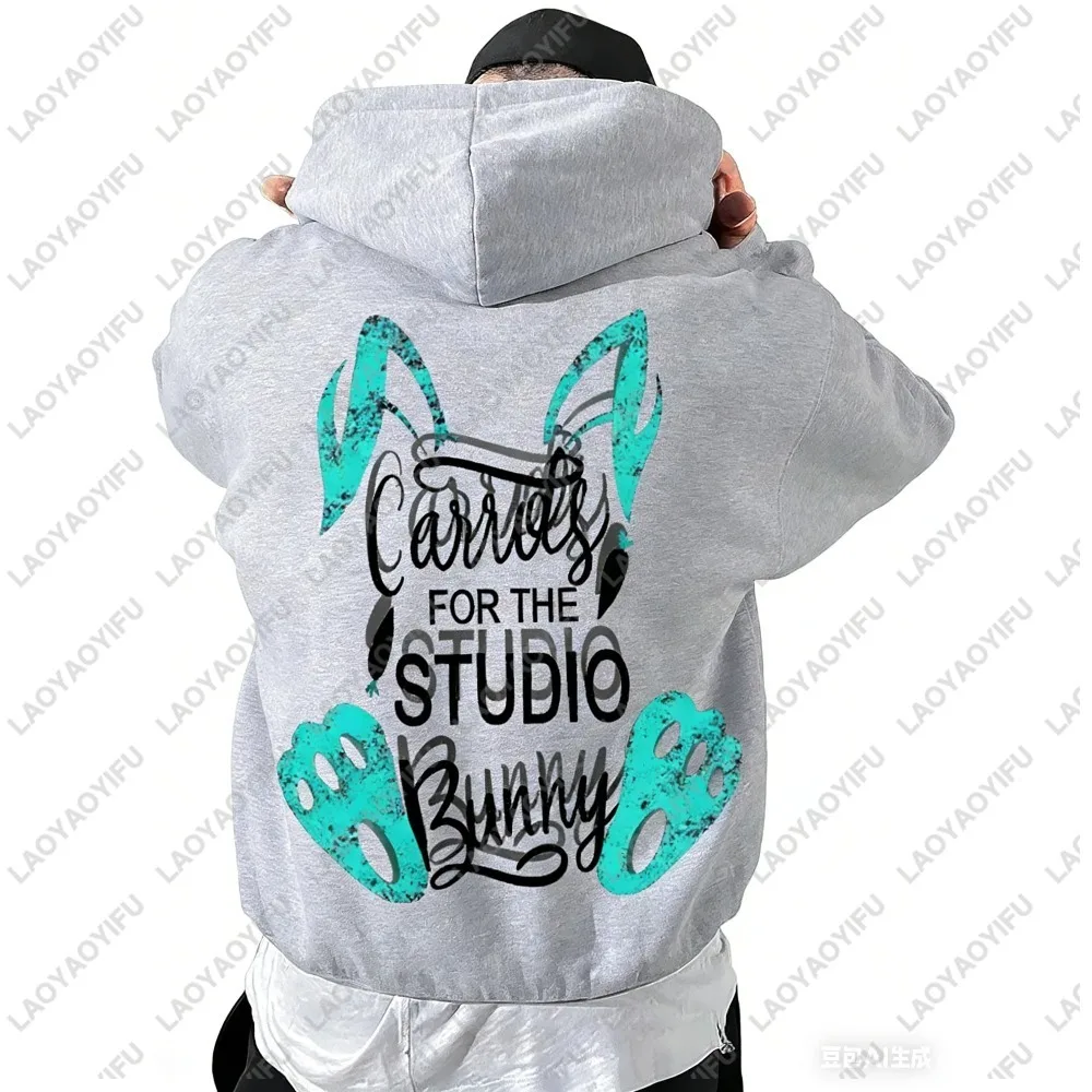 2026 New Design Edgy Aesthetic Easter Bunny Pattern Autumn/Winter Hooded Sweatshirt for Men And Women Outdoor Sports Fashion Top - view 3