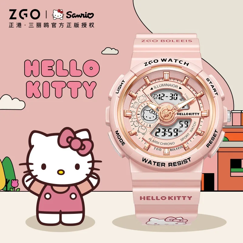 ZGO×Hello Kitty children\'s digital watch for girls. For students. Luminous watch. Waterproof sports watch. Birthday gift 8573