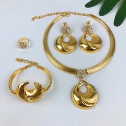 TITI Gold Color Jewelry Sets For Women Luxury Quality Necklace Earrings Bracelet And Ring Dubai African 18K Gold Plated Jewelry