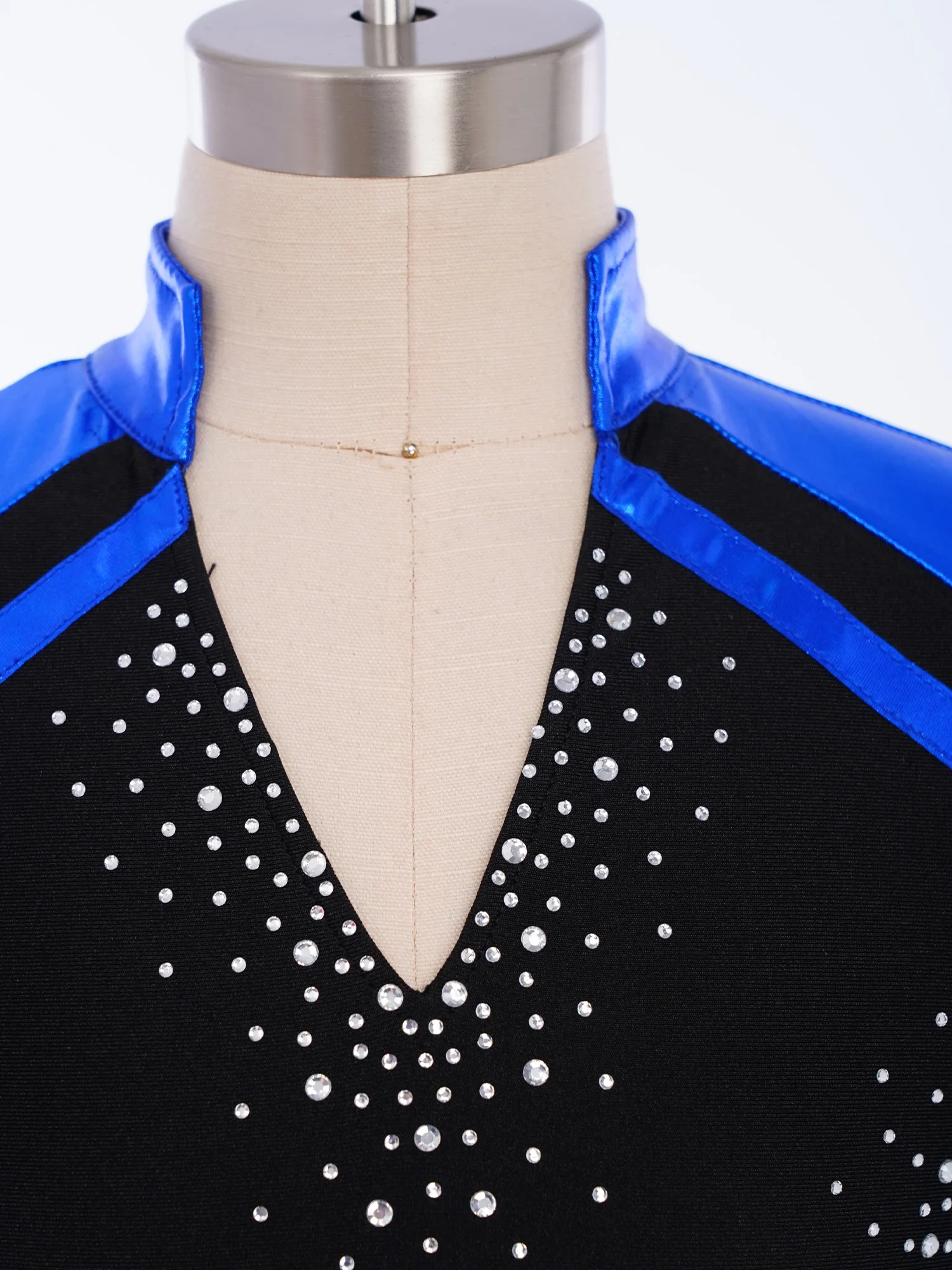 Kind Jungen Gymnastik Eiskunstlauf Tanzkostüm Langarm Split Saum Strass Metallic Top Performance Trainingskleidung