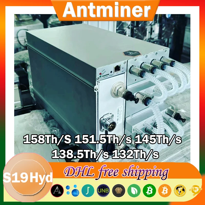 New Antminer S19 Hydro 158T/151.5T/145T/ 138.5T/132T Asic Miner Water Cooling Machine