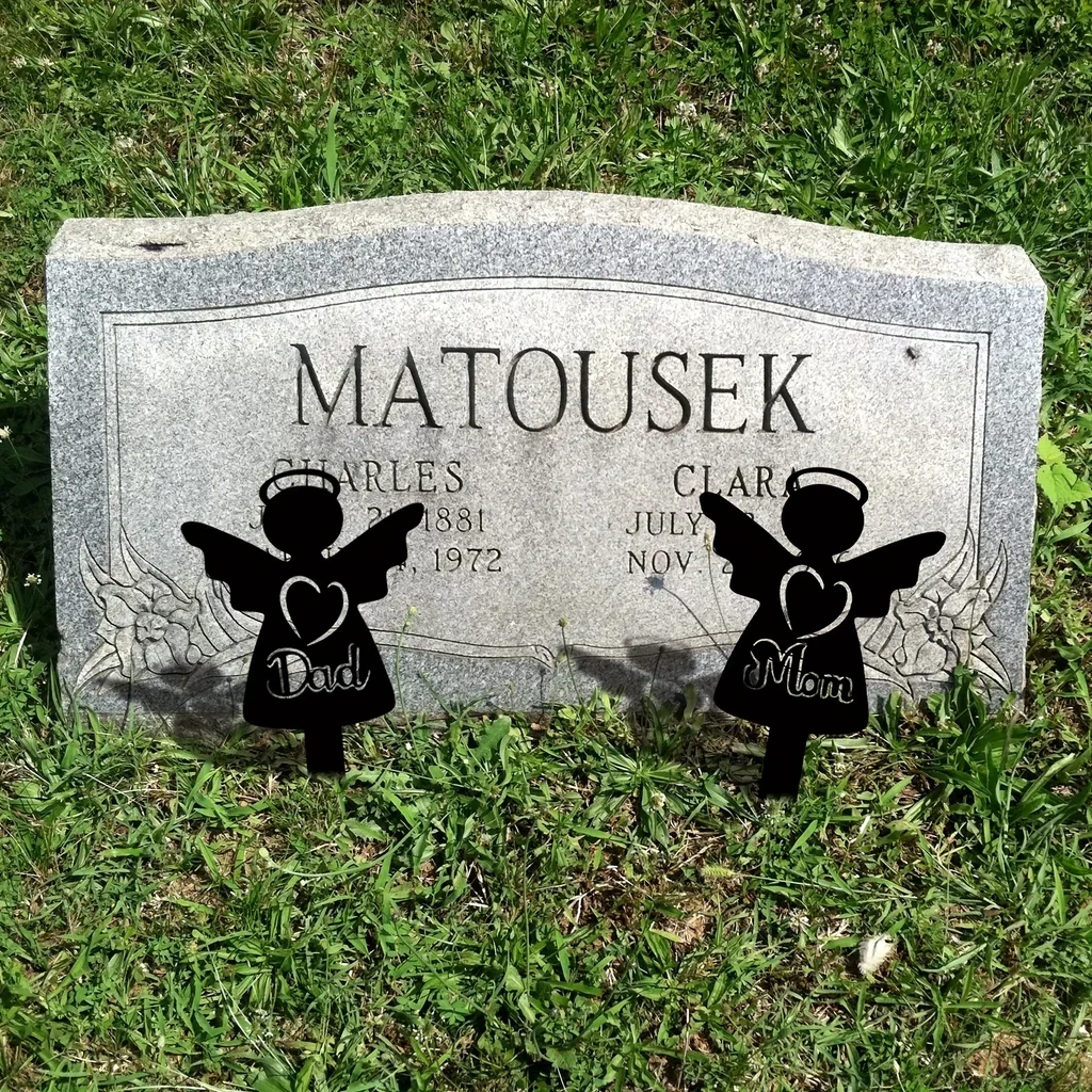 

Memorial Stakes, Cemetery Grave Plaque Stake Markers, Memorial Angel Plaques For Sympathy Garden Stake Metal Grave Stake