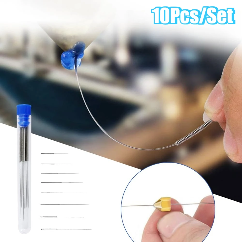 3D Printer Nozzle Cleaning Kit 10Pcs 0.2/0.25/0.3/0.35/0.4mm Needles Cleaner Tool for Unclog Tool 3D Printers Accessories