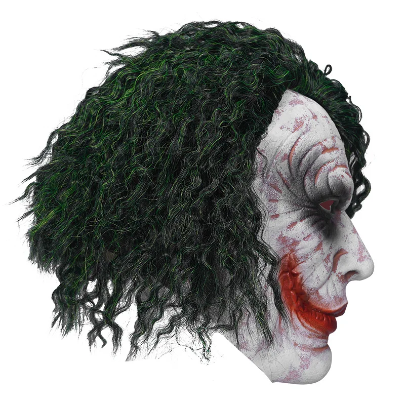 Latex-Maske Kostüm Cosplay Männer-Lächelnmaske mit Grünem Haar Halloween Erwachsenen-Rollenspiel Verkleidungsparty Requisiten – Detail 5