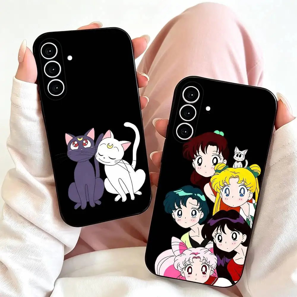S-Sailor M-Moons  Phone Case For Samsung Galaxy A73,A72,A71,A70,A53,A52,A51,Soft Silicone Black Cover