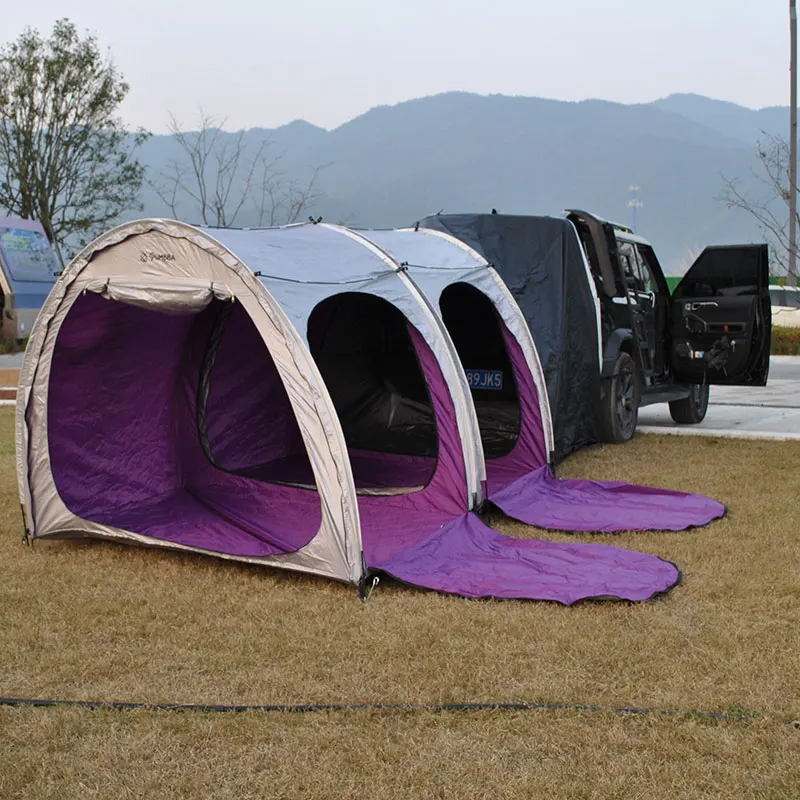 Zipper-Connected Tailgate Tents:A two-room Camping Tent with Additional Sleeping And Living Space,connected to the SUV