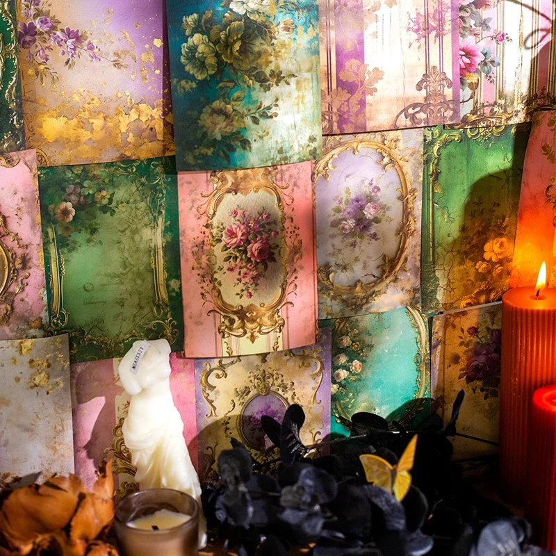 30Sheets Material Paper Account Rococo Palace Wall Handwriting European Retro Handbook Decoration Scrapbook Cut 170*100MM