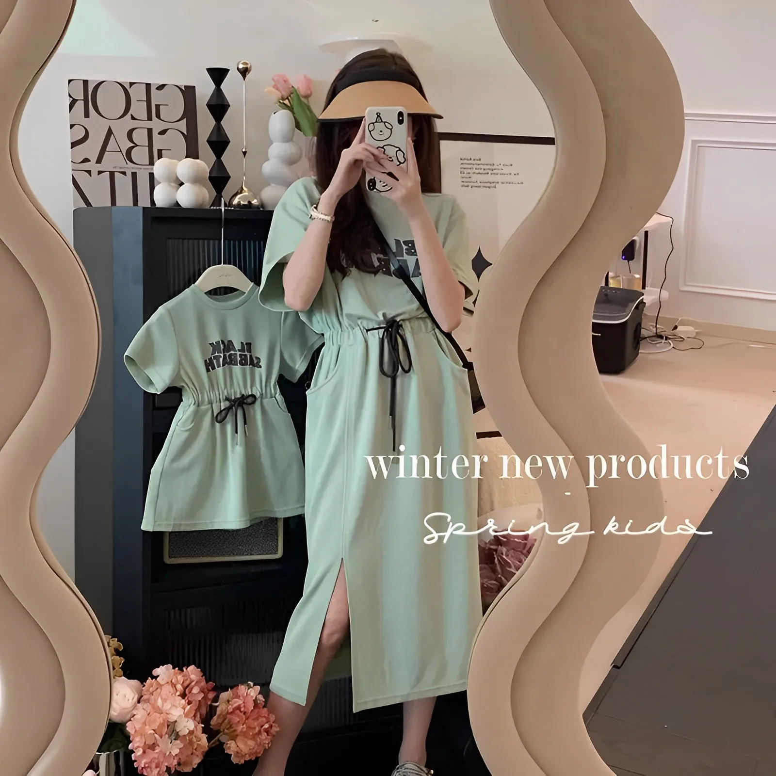 Korean version of parent-child clothing mother-daughter clothing summer short-sleeved baby slim dress travel home improvement