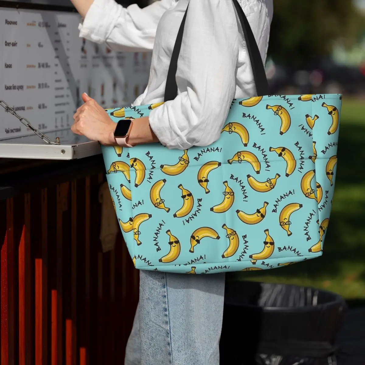 

I Am A Cool Banana Pattern Beach Tote Bag Sport Gym Yoga Duffle Large Tote Bag Women Travel Bag Fitness bag