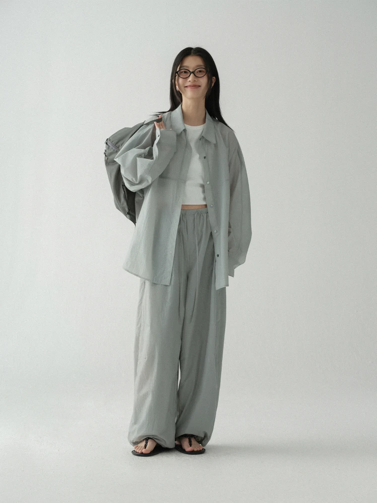 HaveRice Restaurant Light Mist Micro Wind Set UPF50 Ultra Thin Original Yarn Sunscreen Shirt Dress Casual Pants Women's Fashion