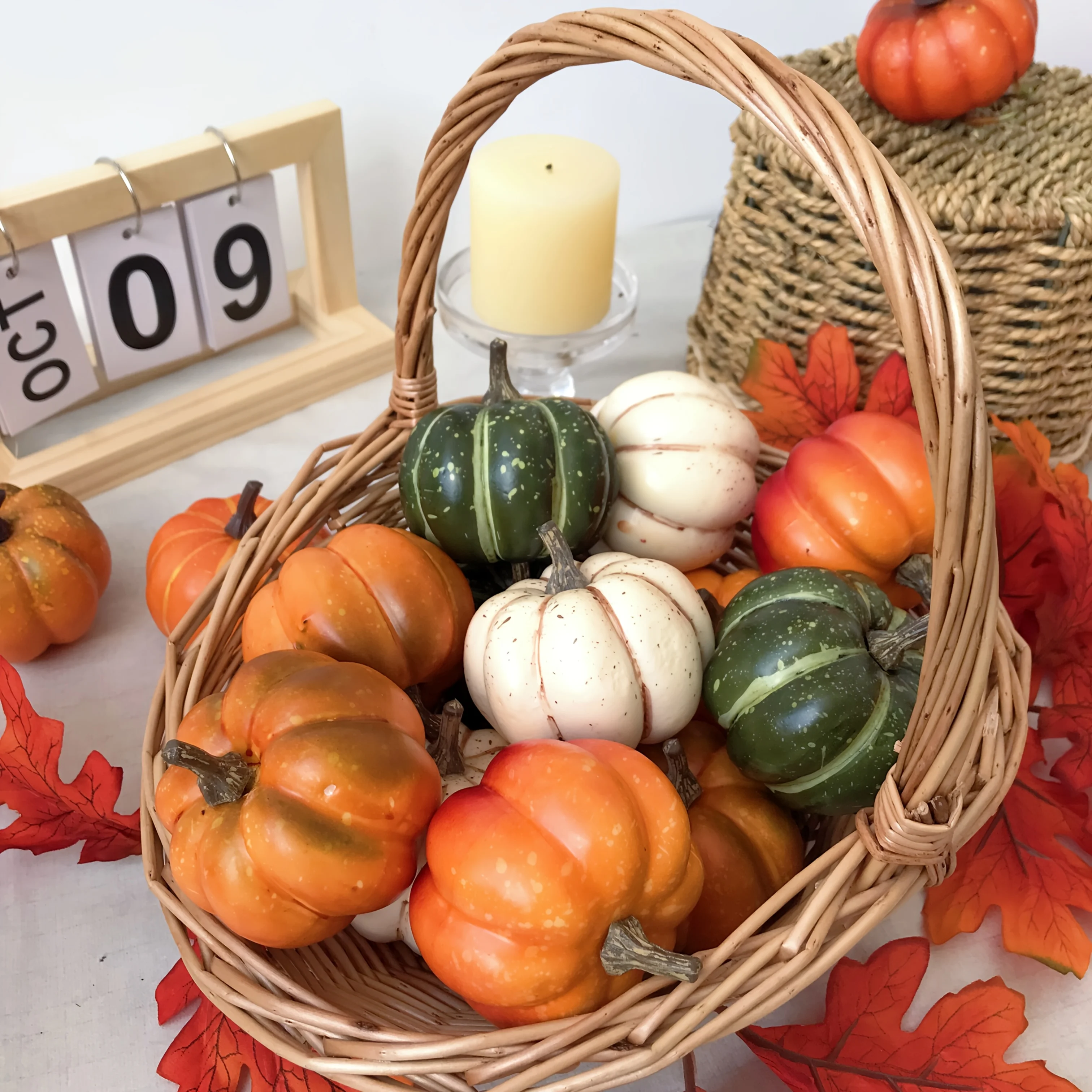 9pcs Autumn simulation pumpkin, DIY decoration, autumn harvest festival decoration, Halloween decoration, party decoration